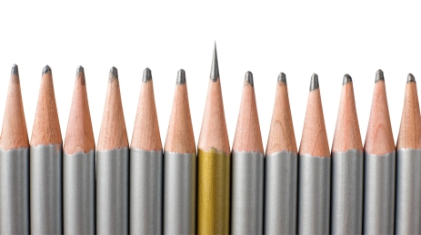 pencils in a row one sharp