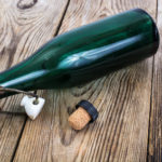 Old bottle of green glass. Studio Photo