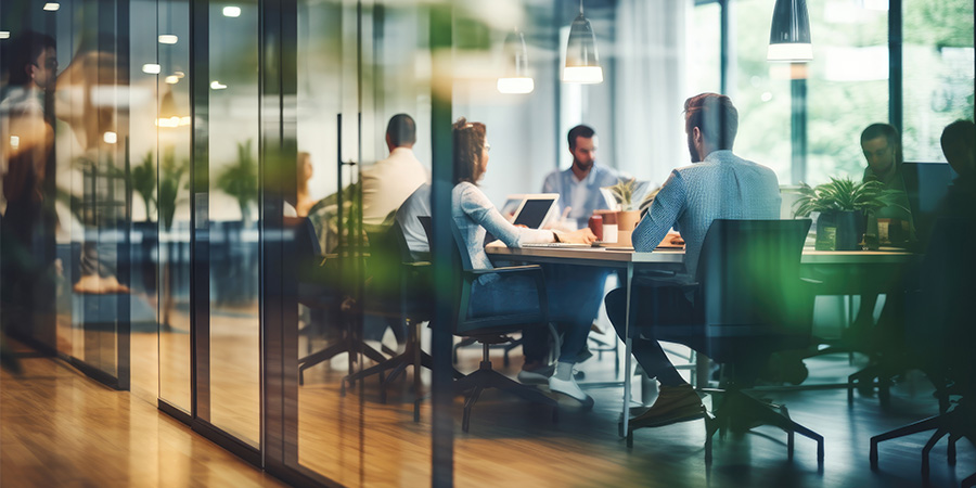 Examples Of High Performing Teams In Business concept executives meeting in a glass meeting room